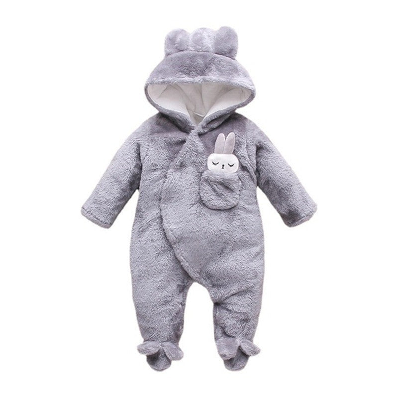 Combinaison bébé en velours de coton épais uni motif dessin animé