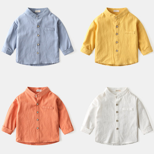 Chemise unie à col montant pour garçons