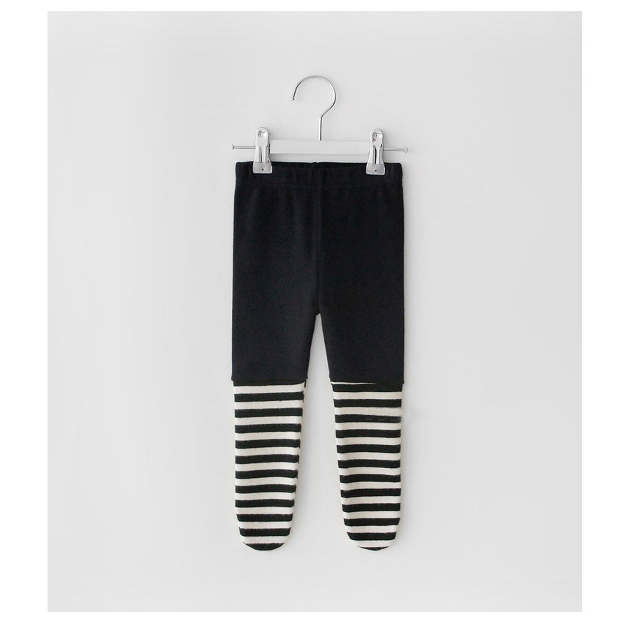 Collants rayés cousus