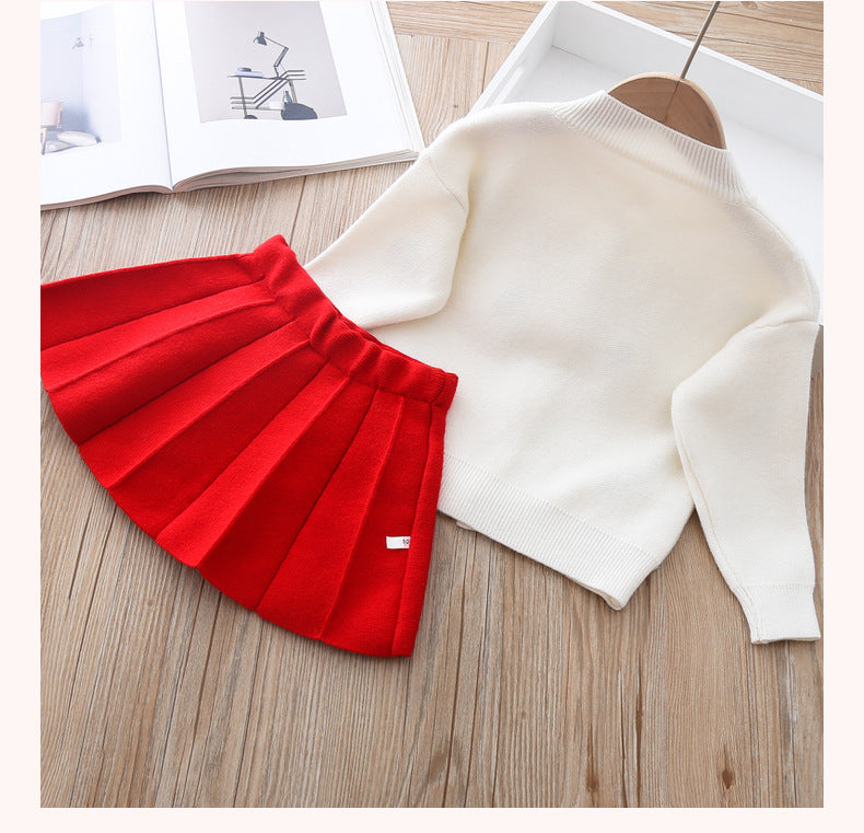 Robe-pull deux pièces en laine de vison pour bébé fille