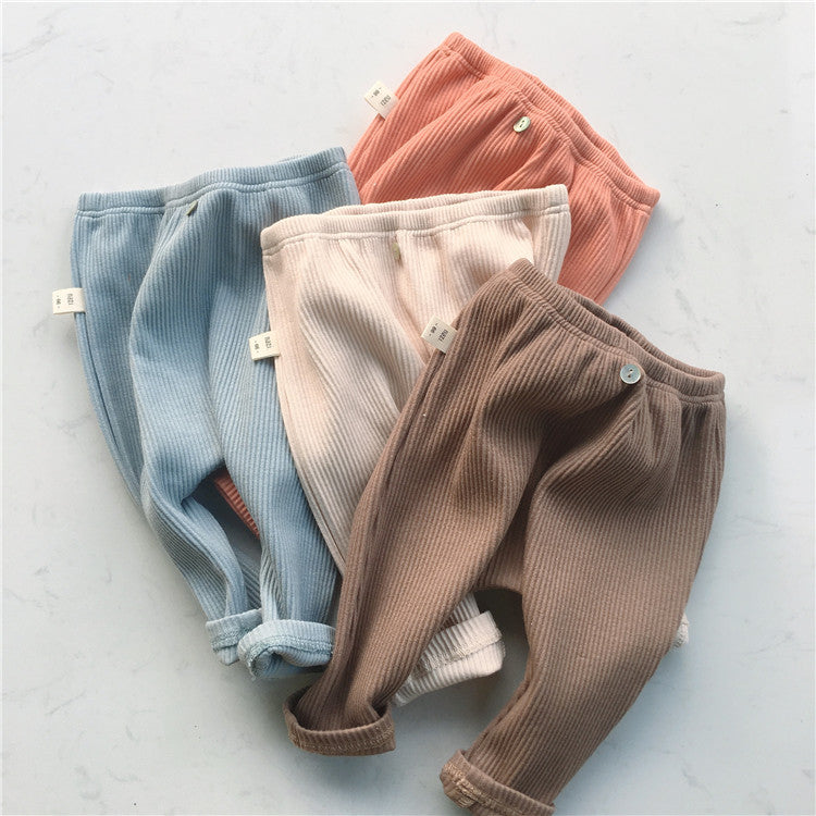 Legging Élastique Côtelé Bébé Automne Pantalon Décontracté