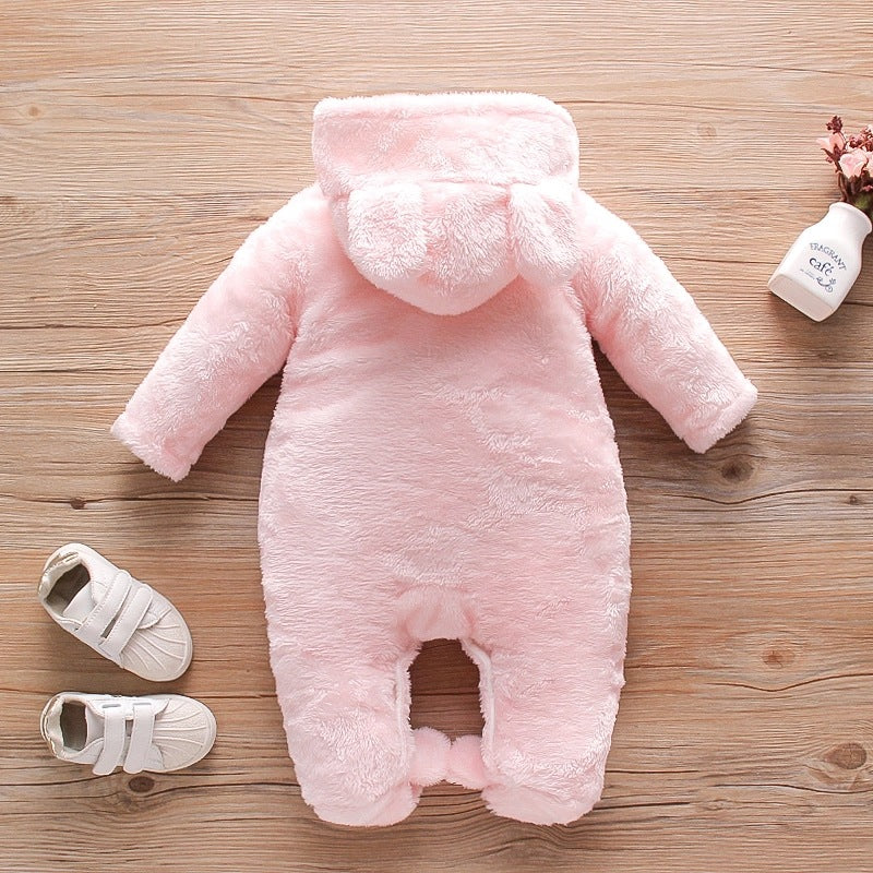Combinaison bébé en velours de coton épais uni motif dessin animé