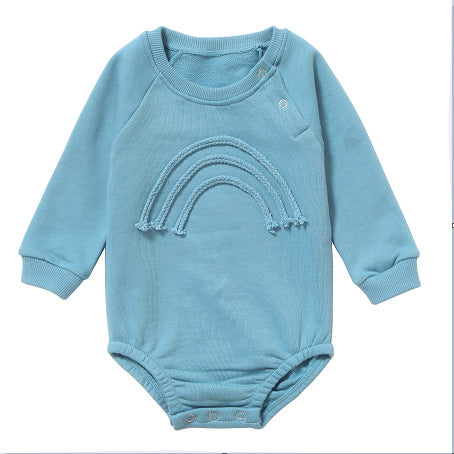 Barboteuse bébé à manches longues gaufrée – Brodé