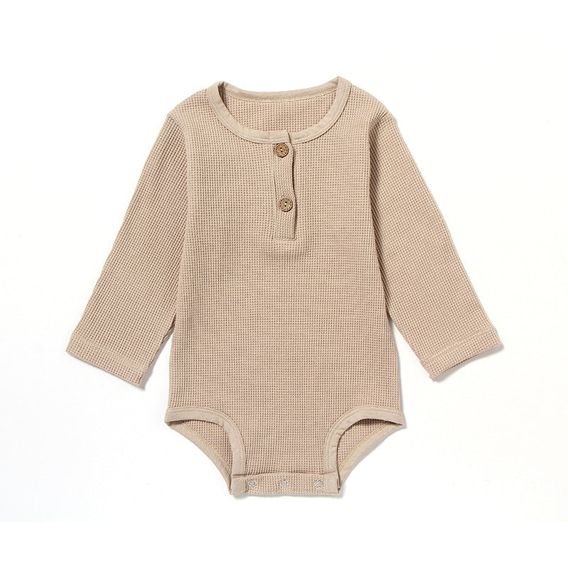 Barboteuse bébé à manches longues gaufrée – Brodé