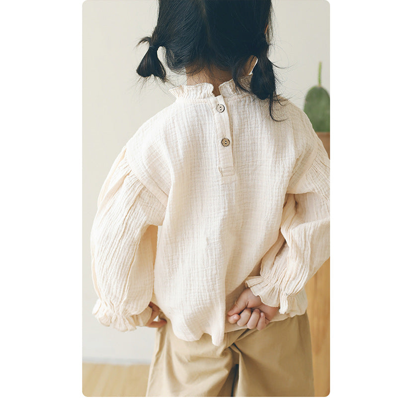 Hauts plissés en coton ample pour enfants, style japonais et coréen, collection printemps