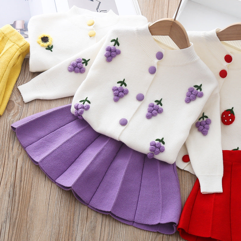 Robe-pull deux pièces en laine de vison pour bébé fille