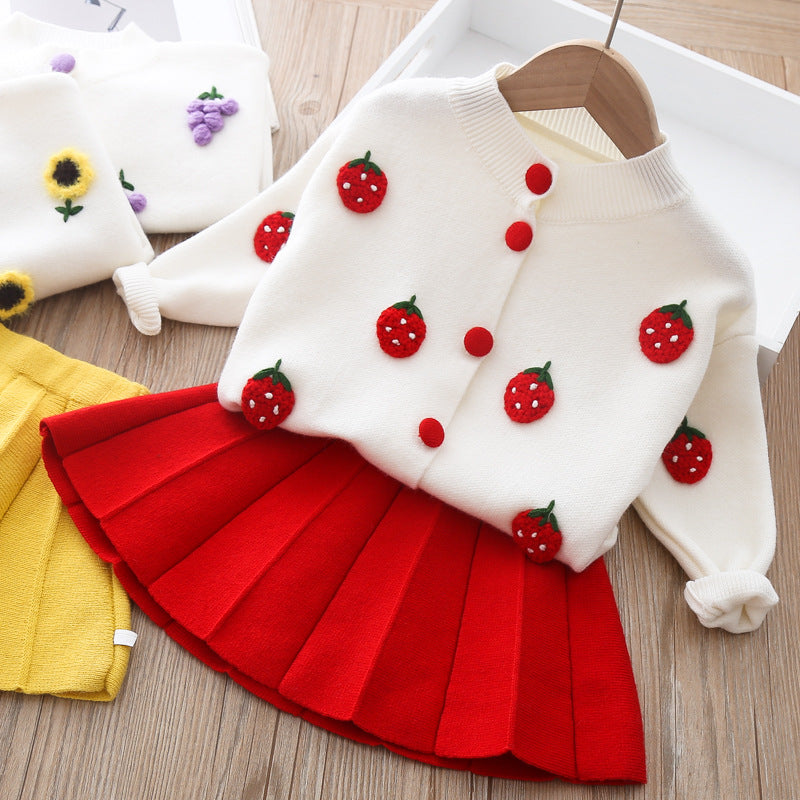 Robe-pull deux pièces en laine de vison pour bébé fille
