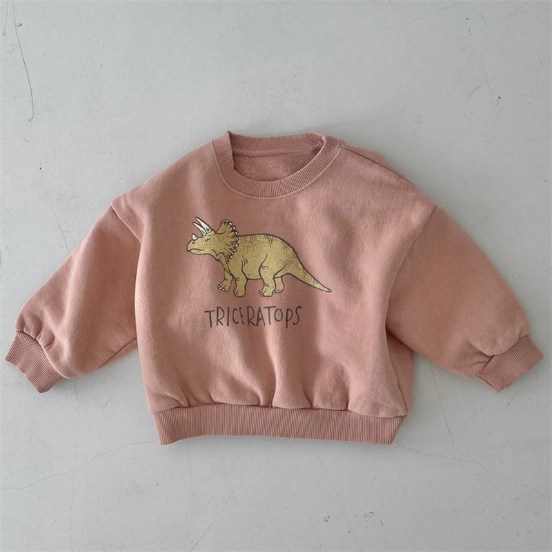 Nouveau pull en molleton doux et mignon avec dinosaure pour enfants