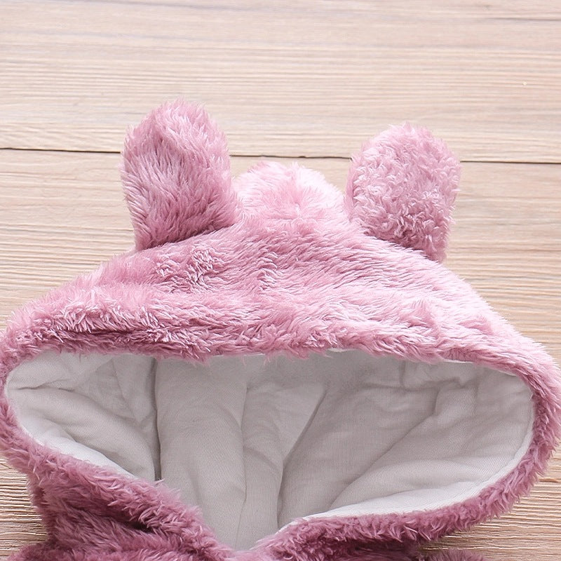Combinaison bébé en velours de coton épais uni motif dessin animé