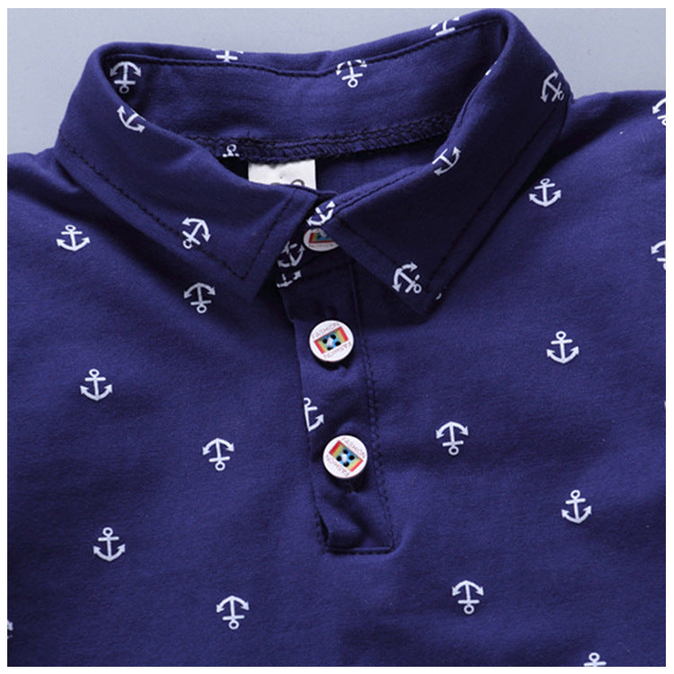 Anchor printed boy suit Korean short sleeve spring summer children's wear