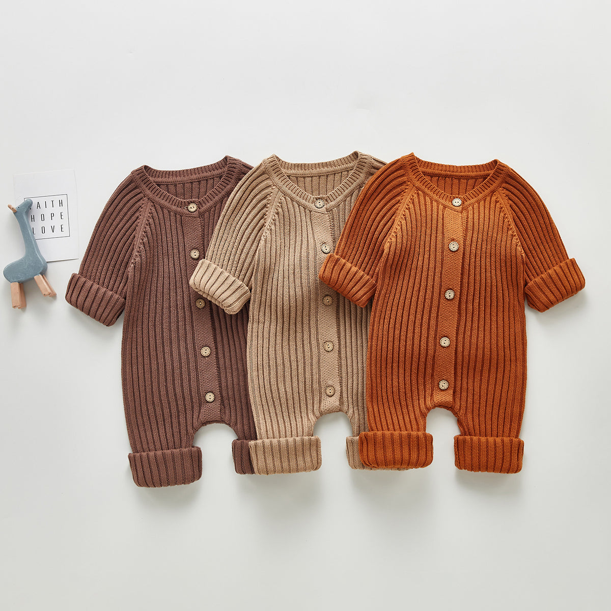 Combinaison bébé tricotée à manches longues pour printemps et automne