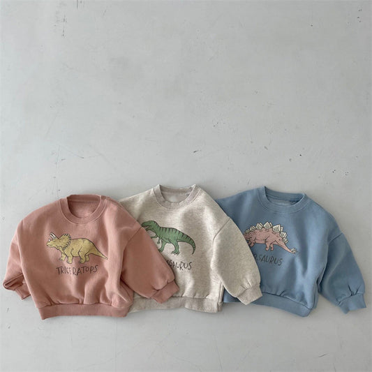 Nouveau pull en molleton doux et mignon avec dinosaure pour enfants
