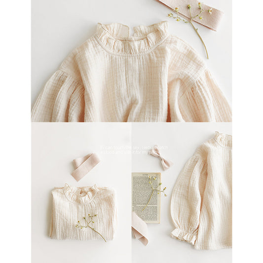 Hauts plissés en coton ample pour enfants, style japonais et coréen, collection printemps