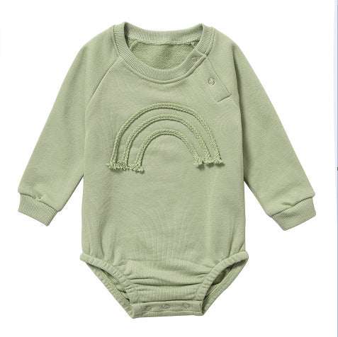 Barboteuse bébé à manches longues gaufrée – Brodé