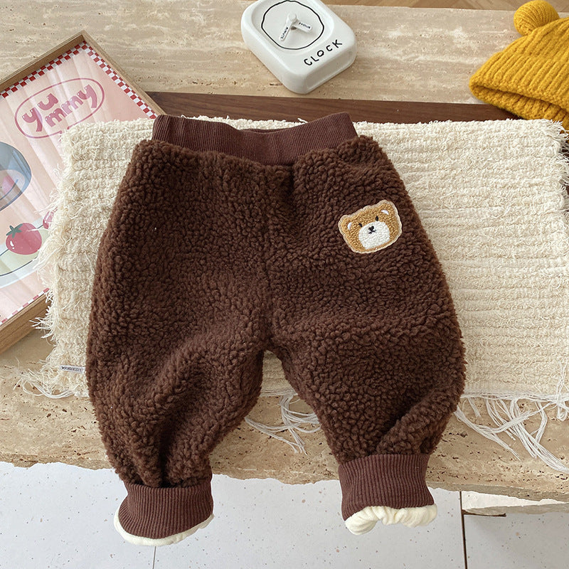 Pantalon Hiver Épais en Polaire d'Agneau Coupe Décontractée