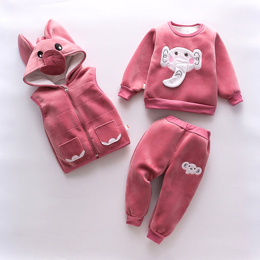 Ensemble de vêtements d'hiver épaissi 3 pièces pour bébé garçon