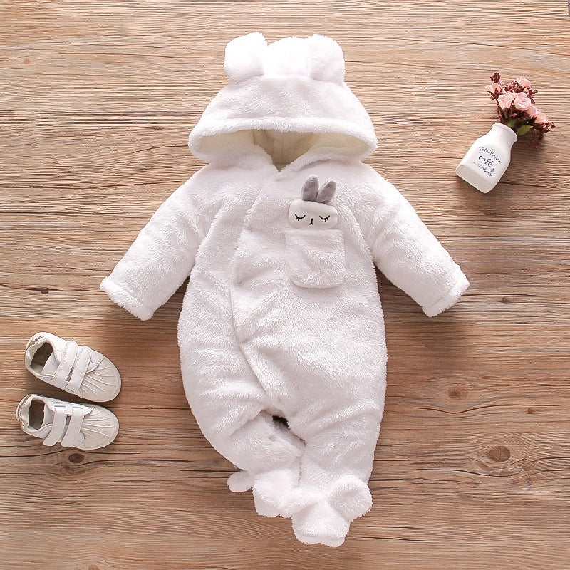 Combinaison bébé en velours de coton épais uni motif dessin animé