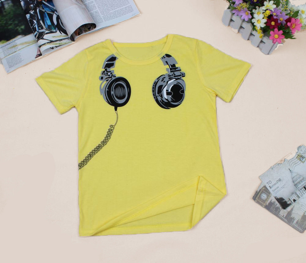 T-shirt Enfant Manches Courtes Motif Bouchons d'Oreilles
