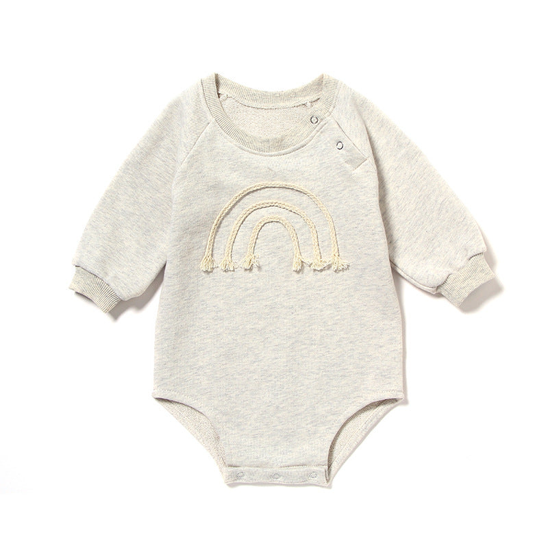 Barboteuse bébé à manches longues gaufrée – Brodé