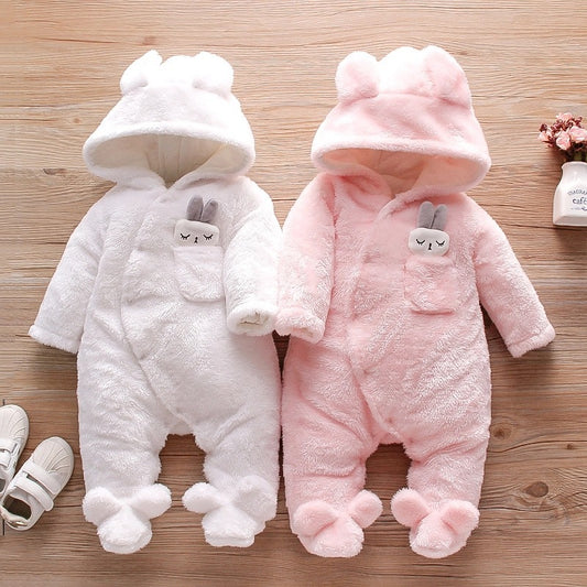 Combinaison bébé en velours de coton épais uni motif dessin animé