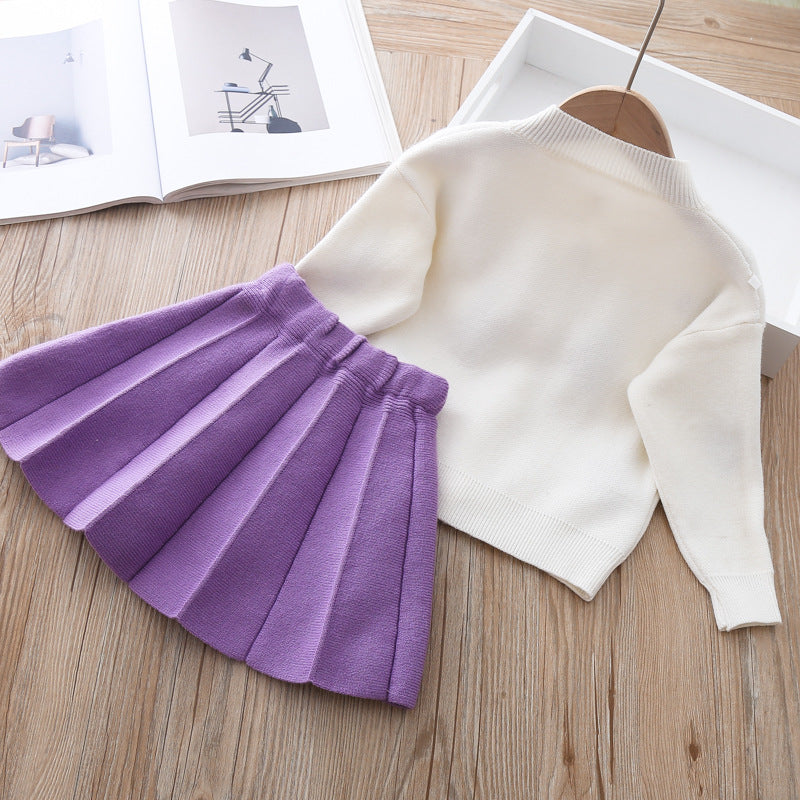 Robe-pull deux pièces en laine de vison pour bébé fille